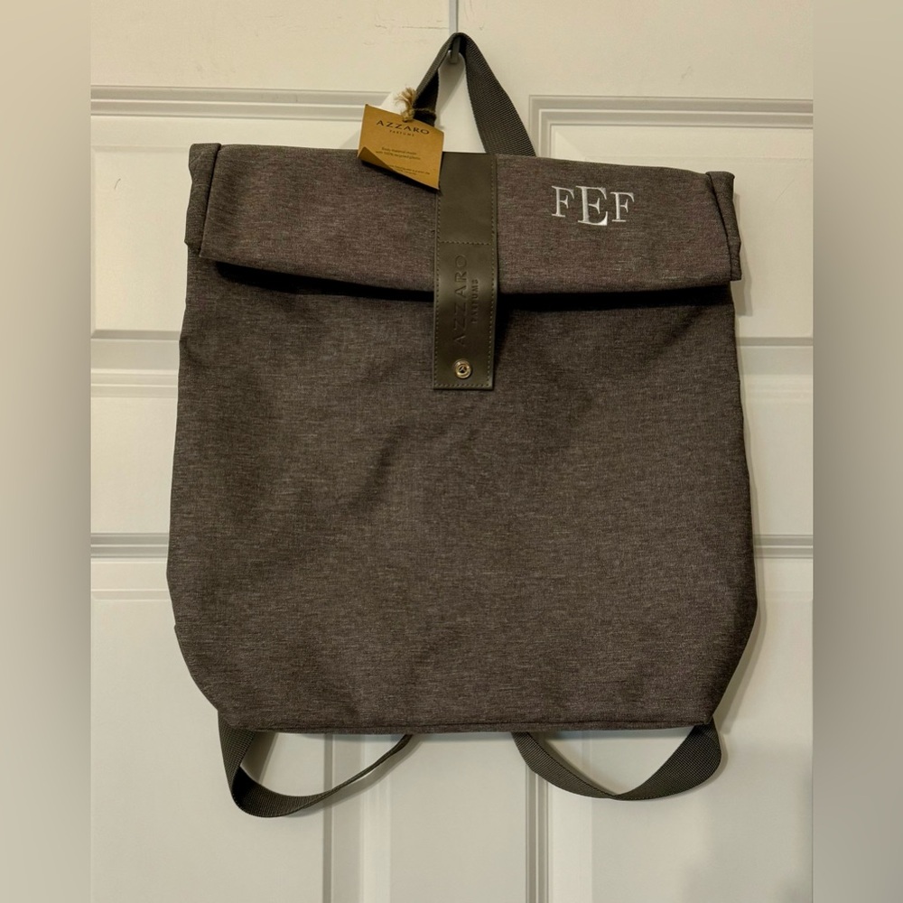 Azzaro Perfumes Fragrance Cologne Backpack Bag GREY GRAY NWT